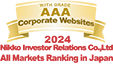 WITH GRADE AAA Corporate Websites 2023 Nikko Investor Relations Co.,Ltd. Ranking in all listed companies in Japan